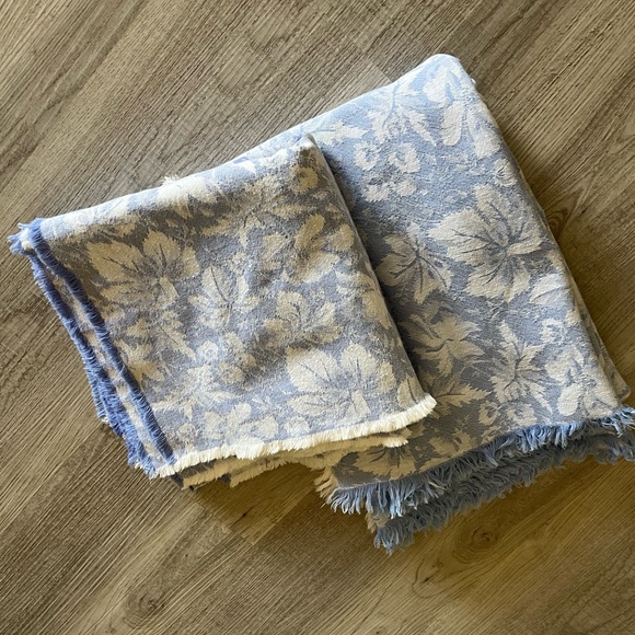 Blue Leaves Tablecloth And 9 Napkins  Fall Autumn Thanksgiving Linens 74x54 EC - Picture 5 of 16